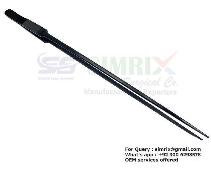 str-black-tweezers-30cm1 Black Oxide Aquarium Forceps with Thumb Print 30cm Straight