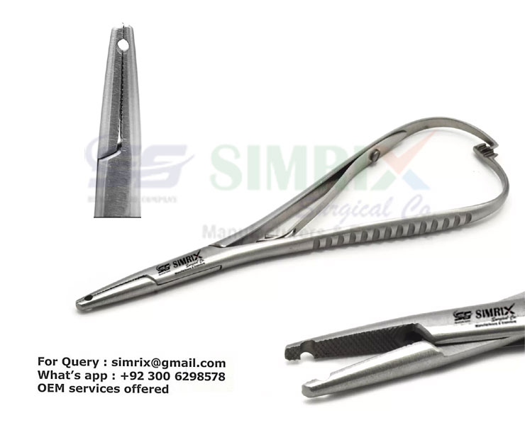 SDE-1433 Elastomeric Ligature Placing Forceps with grooves Flacon 140mm
