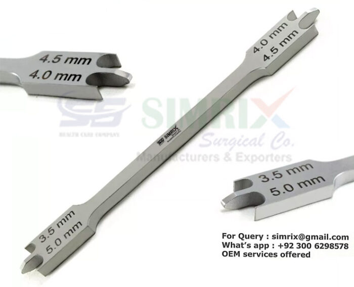 Aluminium bracket height gauge 18cm close up view orthodontic tool